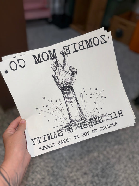 Zombie mom co black ink design (design for blank shirt).