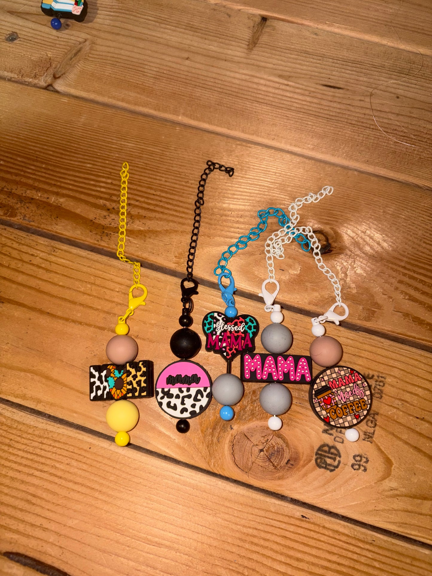 Mom bag/tumbler charms. (Number order left to right.)