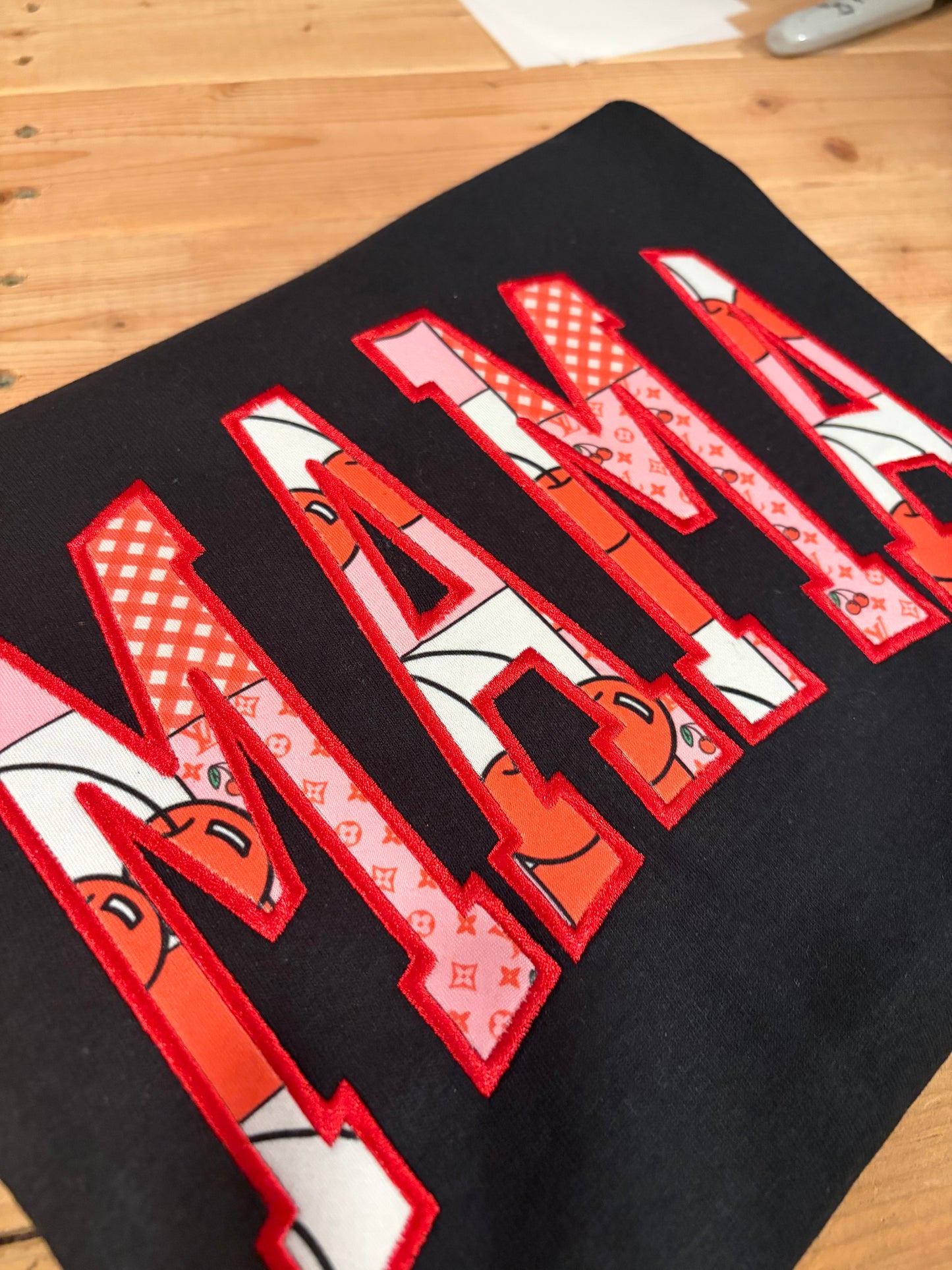 Size large embroidered cherry mama short sleeve tshirt
