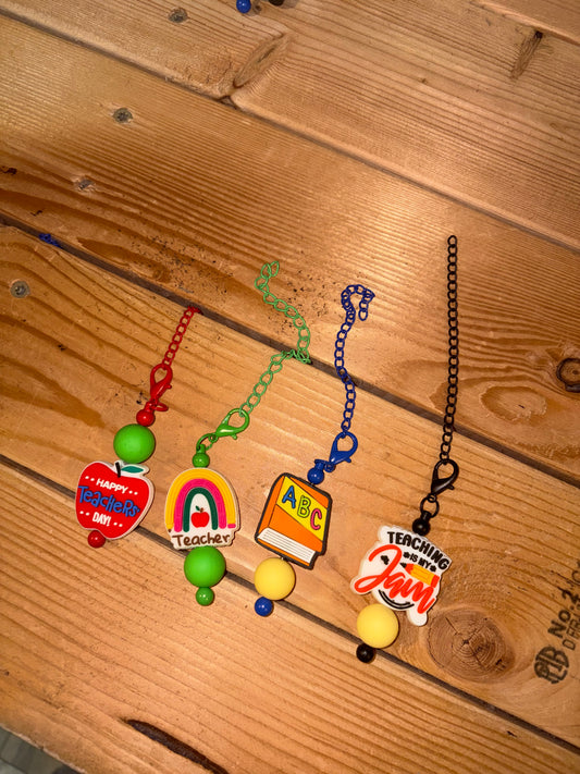 Teacher bag/tumbler charms. (Number order left to right.)