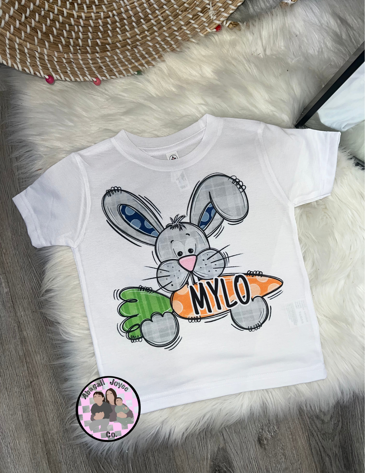 Customized bunny shirt 🐰 preorder 15 business day turn around time. Leave names in order special instructions at check out!