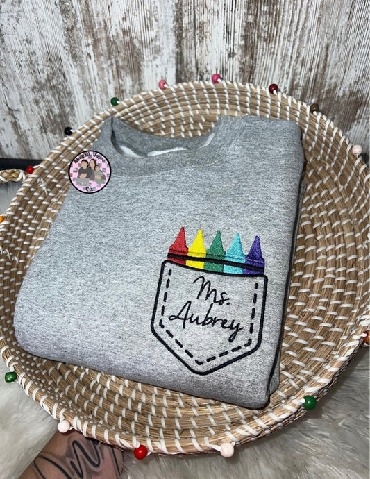 Teacher appreciation week embroidered crew 🖍️ preorder ETA early may